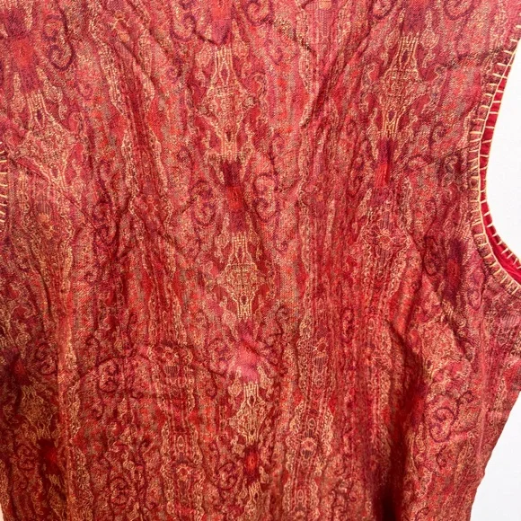 Sleeveless Red Beaded Zip-Front Vest - Picture 4 of 5